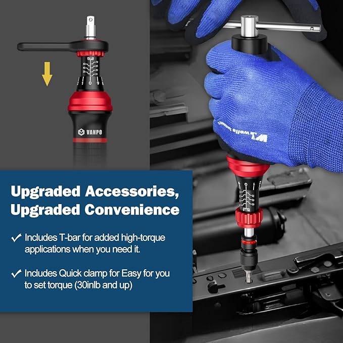 VANPO Torque Screwdriver, 64 Pcs 10-70 Inch Pound Torque Screwdriver Set with T-Bar & S2 Bits, Accurate 1/4" Small Torque Wrench Screwdriver for Bike, Scope Mounting & Device Assembly