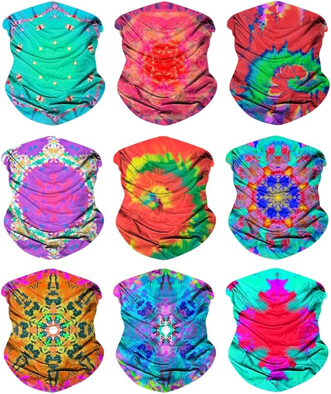 Sojourner Neck Gaiter, Bandana, Buff (9 Pack) - Face Cover for Men, Women, and Teens - Neck Warmer UV Sun Protection Gator