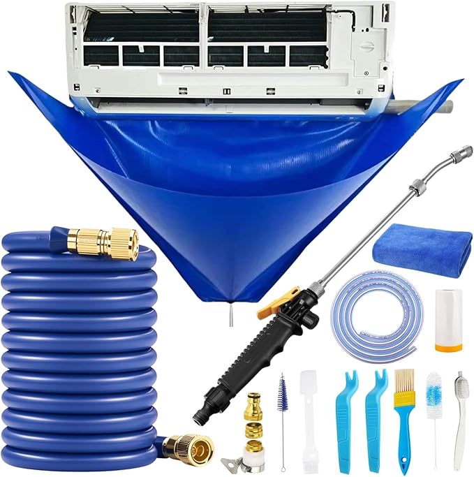 Oiktylr Mini Split Cleaning Kit Bag with 50ft Hose Set, Air Conditioner Cleaning Kit for Minisplit Coil, AC Cleaning Kit Fits Systems (Large / 50FT Hose)