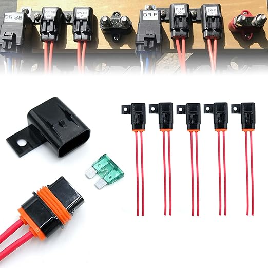 5PACK Waterproof,Water Resistant IP67, in-Line ATO/ATC Fuse Holder, 12AWG for Automotive, Marine