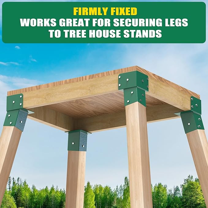 Dolibest Heavy Duty Deer Stand Brackets, 4x4 Compound Angle Bracket, Powder Coated Elevated Bracket for Outdoor Platforms, Deer Hunting, Shooting Shack, Observation Decks& Tree Houses (4Pack)