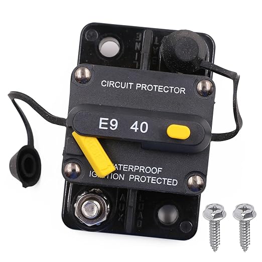 12V 24V 40A Manual Reset Circuit Breaker for Car Automotive Solar RV Electricals, Boat Trolling Motor Resettable in-Line Fuse 72V DC, Overload Protection, IP67 Waterproof, Surface Mount