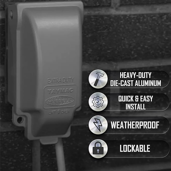 TayMac MX3200 RaynGuard Extra Duty Metal Weatherproof in-Use Cover,1-Gang,Gray,3.55 x 3.37 x 6.12 inches,(Pack of 4)