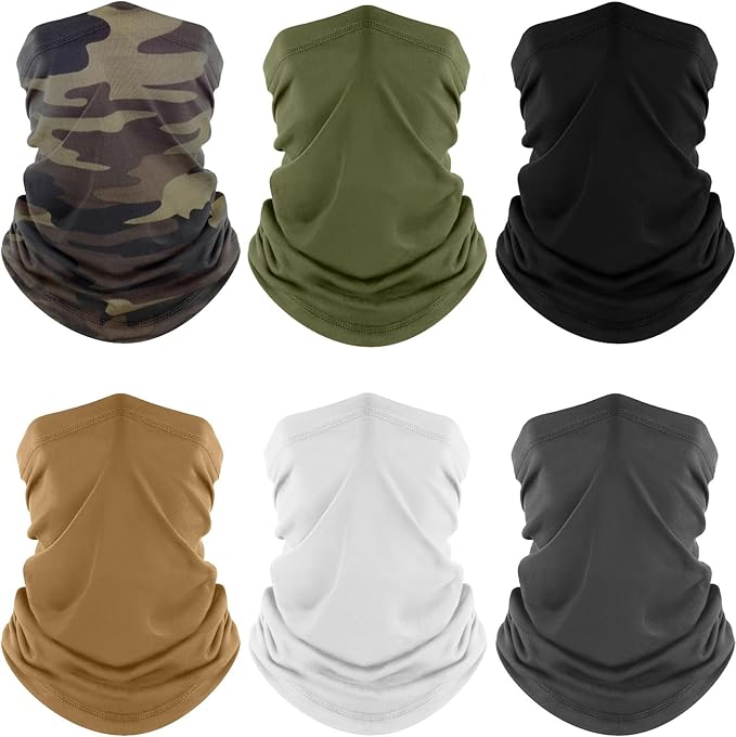 Fuinloth Neck Gaiter, 6 Pack Cooling UV Protection Bandana Face Mask Gator Scarf for Men Women