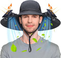 Berlune Men Sun Hat with 2 Solar Fans Wide Brim Outdoor Fishing Hat USB & Solar Powered for Sun Protection Camping Hiking