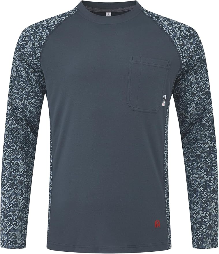 FR Shirts for Men 5.5oz Lightweight Bird's Eye Mesh Back Panel for Ventilation Long Sleeve CAT2 Fire Resistant Shirts