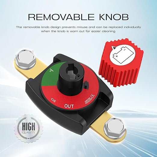 Side Post Battery Disconnect Switch, CNAODUN Battery Disconnect Switch12-48V, Car Battery Disconnect Switch for Car RV Boat and Vehicle(On/Off) Knob Removable