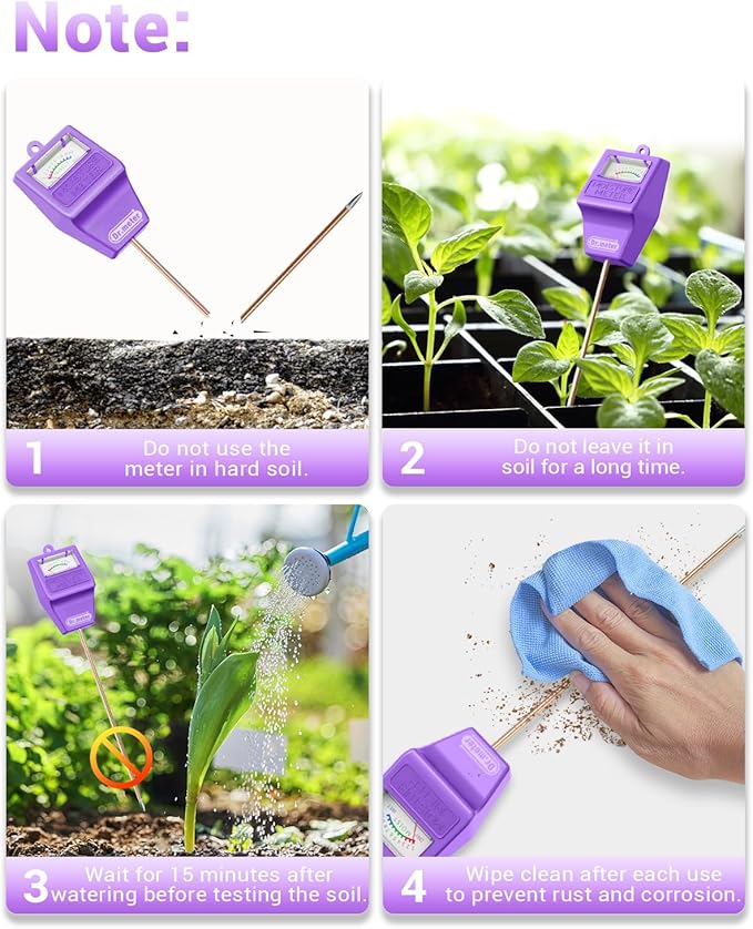 Soil Moisture Meter Tester for Plants, Hygrometer Moisture Sensor for Houseplants Indoor Outdoor Garden Lawn Use - Plant Water Meter Gauge Test Kit, No Battery Needed - Gardening Gifts
