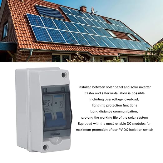 40A 1000V DC Disconnect Switch, Compact Circuit Breaker with IP65 Enclosure, Transparent Cover for Solar PV Systems in Home RV Applications