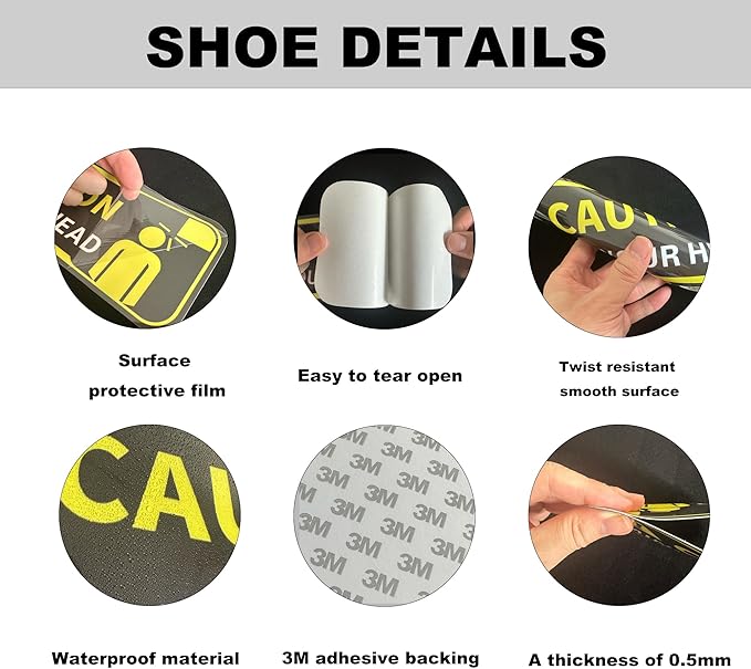Watch Your Head Sign Stickers, Self Adhesive Vinyl Caution Mind Your Head Safety Signs Decals for Stairs Basement and Factory UV Protected Fade Resistant