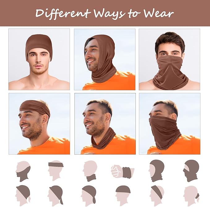 Geyoga 6 Pieces Summer UV Protection Cooling Neck Gaiter Face Clothing Neck Gaiter Mask Scarf Sunscreen Breathable Bandana