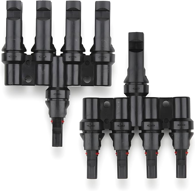 XYRIS Solar Connectors T Branch 1 to 4 for Solar Panels, Solar String Splitter/Joiner (M/FFFF+F/MMMM 1 Pair)