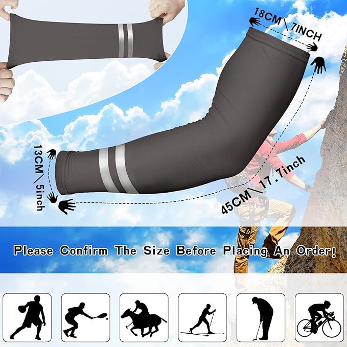 SATINIOR 3 Pcs Sun Hard Hat Neck Protection High Visibility Full Brim Mesh Sun Protection Bandana Headband Arm Sleeves with Reflective Strap for Construction Helmet Hard Hat(Dark Gray)