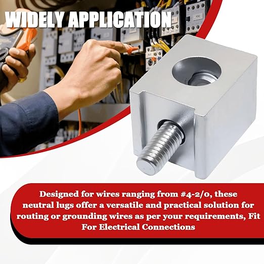 4 Pieces #4-2/0 Neutral Lug Kit Circuit Breaker Ground Lugs Aluminum Grounding Lugs Fit for Electrical Connections