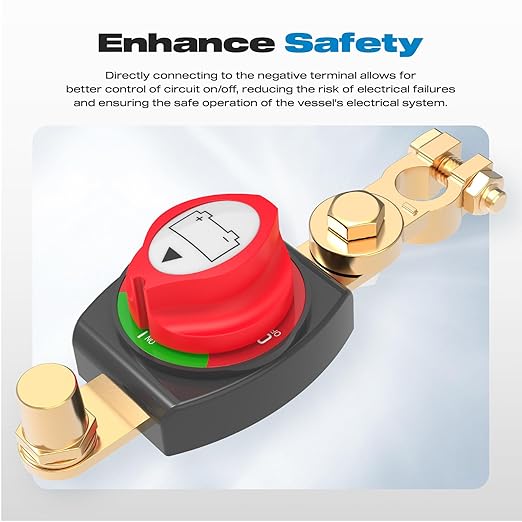 On/Off 275A Top Post Battery Switch with Negative Brass Clamp 12-48V Battery Power Cut Master Switch Disconnect Isolator for Car Vehicle RV and Boat