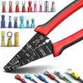smseace Red Wire Crimping tool Wire crimper,stripper and cutter for insulated/Bare/Heat Shrink connectors(22-10 AWG) Multifunctional Cable Stripper and Crimping tool