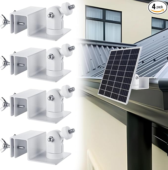 4 PCS Universal Solar Panel Gutter Mount Compatible with Ring Blink Arlo and More, White
