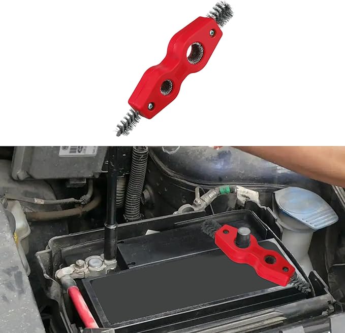 4 in 1 Car Battery Cleaning Brush, Battery Terminal Cleaner, Copper Pipes Cleaner Brush Tool, Auto Universal Interior and Exterior Battery Terminals Machine Parts Anti-Corrosion Battery Terminals