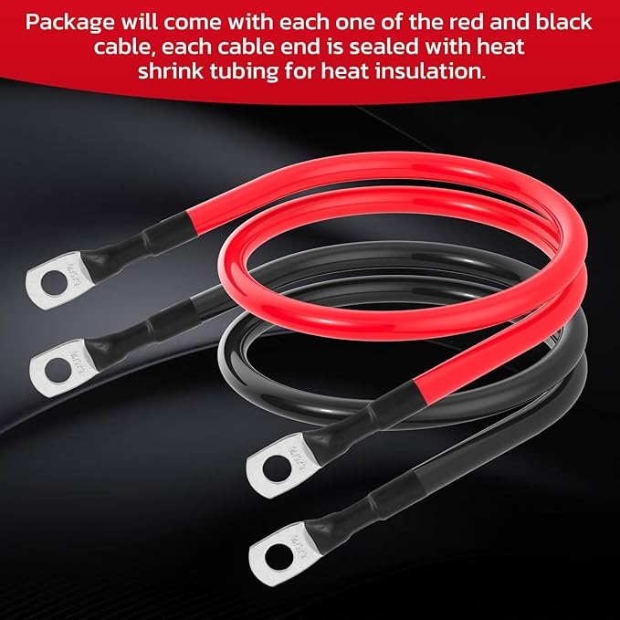 6 AWG Battery Cable 6AWG Gauge Battery Inverter Cables for Automotive Solar Marine Boat RV Car Motorcycle (6 AWG, 20in, 5/16")