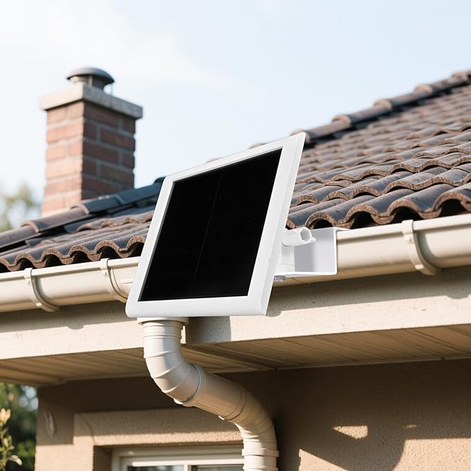 2 Pack Adjustable Solar Panel Gutter Mount for Ring -Easy Install Weatherproof Aluminum Alloy Bracket for Outdoor Use，with Perfect Sunlight Angle，Get Adequate Sunlight (White)