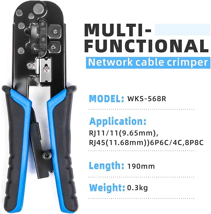 Network Crimper,Cable Stripper Cutter - RJ11 RJ12 RJ45 6P6C/4C,8P8C Connector Crimper Pliers, for Network and Telephone Cables,Ethernet Crimping Hand Tools