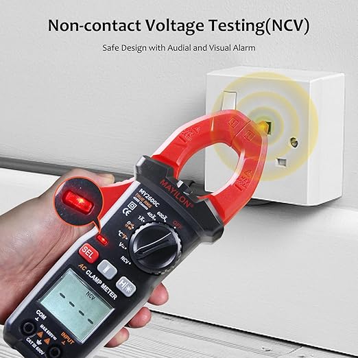 600A AC Clamp Meter, 4000 Counts AC/DC True RMS Digital Multimeter with CAT III Safety, Data Hold, Backlight & Temperature Sensor – for Electrical Maintenance Mayilon MY2600C