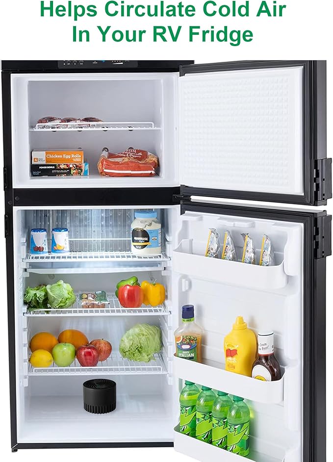RV Refrigerator Fan, Low Noise, 3000 RPM Motor for Efficient Circulation of Internal RV Fridge Cold Air, Longer Food Preservation Time,Easy On/Off Switch (Excluding Batteries)