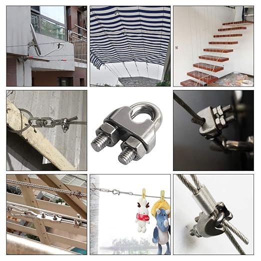 3/16 Inch M4 Wire Rope Cable Clip Clamp, 304 Stainless Steel, U Bolt Saddle Fastener, 25 Packs