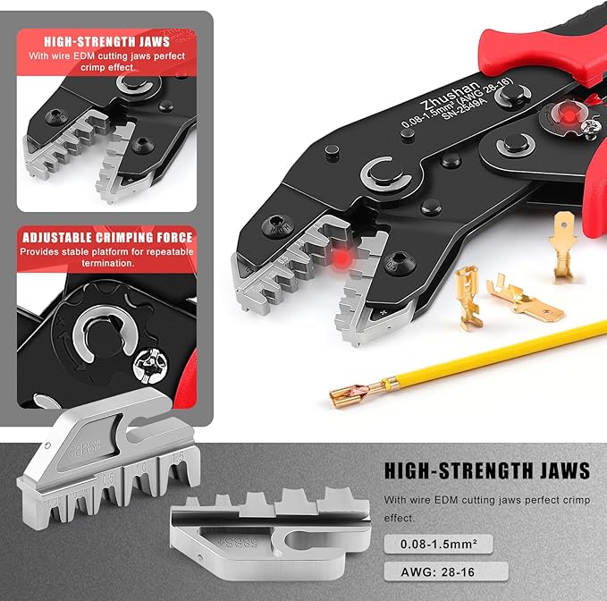 Zhushan SN-2549A Molex & JST Crimper for AWG 28-16 (0.08-1.5mm²) – Precision Tool for JST, Molex, and Dupont Terminals