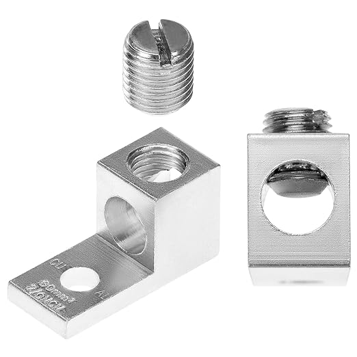 QWORK Aluminum Alloy Mechanical Lugs, 25Pcs High-Strength Terminal Mechanical Lug, Screw Size 5/16-24, Compatible with 14 AWG - 2/0 AWG Conductors