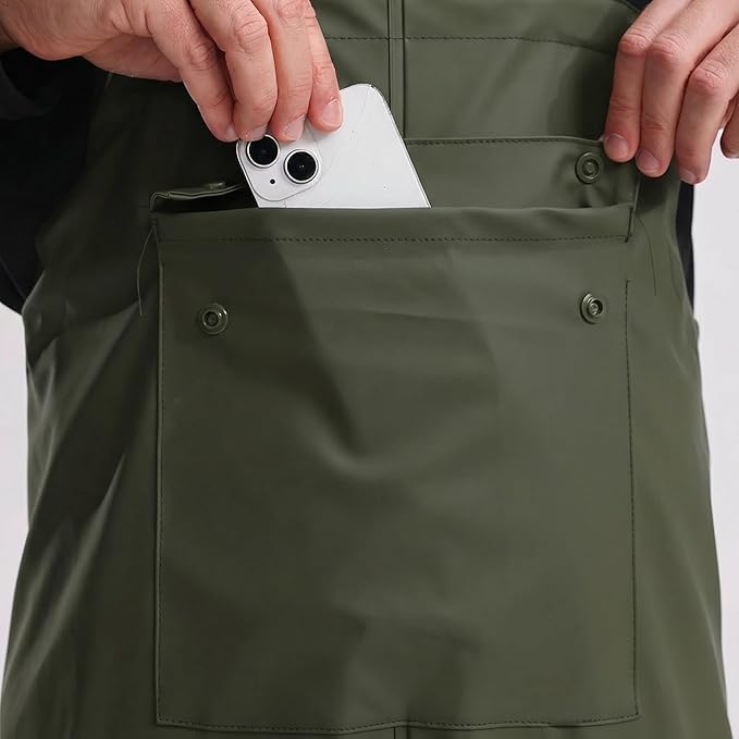 Men's Waterproof Workwear Bib Overalls - Heavy Duty Stretchable Rain Bibs for Fishing & Outdoor Work