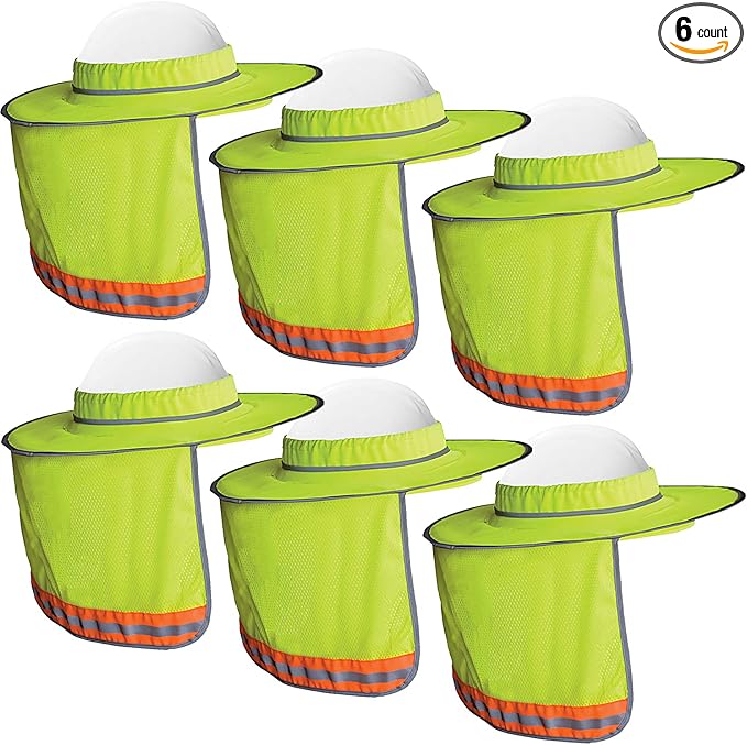 Wolf High-Visibility Orange Reflective Full-Brim Hard Hat Mesh Sun Visor Neck Shade