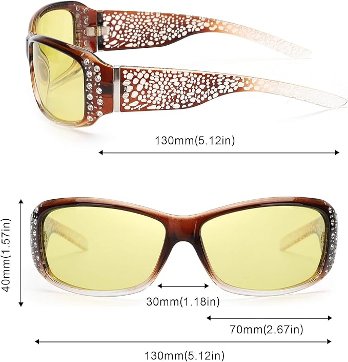 IGnaef Women Photochromatic Night Vision Glasses for Driving, Anti Glare Polarized Safety Nighttime/Rainy Glasses