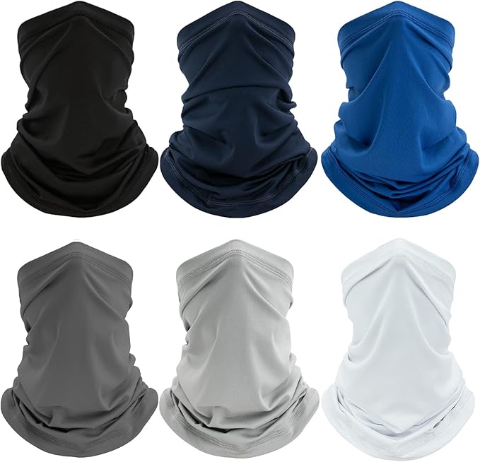 6 Pack Neck Gaiter, UV Protection Cooling Breathable Face Mask, Hiking Scarf for Men Women