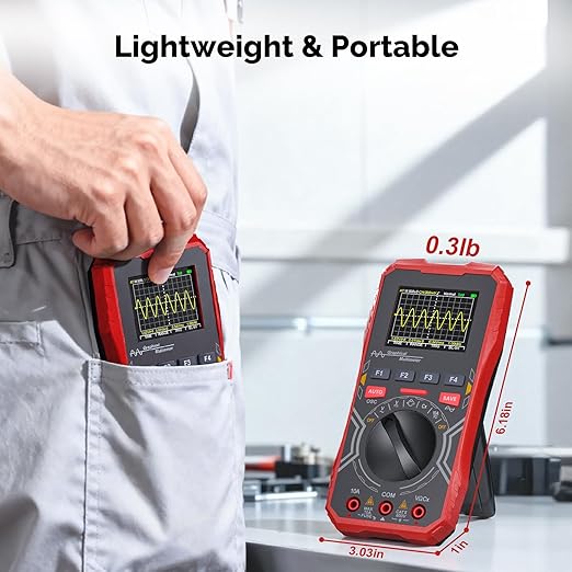 2-in-1 Handheld Oscilloscope Multimeter - 1MHz Bandwidth 2.5MS/s Sampling Rate, Digital Oscilloscope & Auto-Ranging Multimeter Combo, 2.4" Backlit Display with Probes, for Electronics DIY, Repair