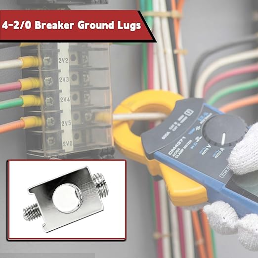 4-2/0 Breaker Ground Lugs, 4-Pack Aluminum Neutral Ground Bonding Plug Kit for Electrical Panel, Grounding Bars & Load Centers