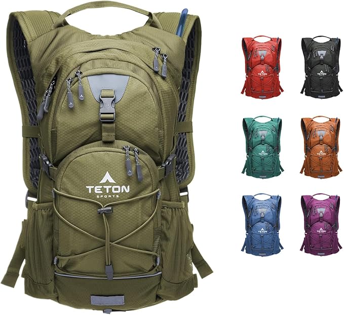 Teton Oasis/Trailrunner Hydration Backpack – Lightweight Water Pack with 2L/3L Bladder for Hiking, Running, Cycling, Biking – 2L/18L/22L Sizes – Sewn-in Rain Cover – Fits Men and Women
