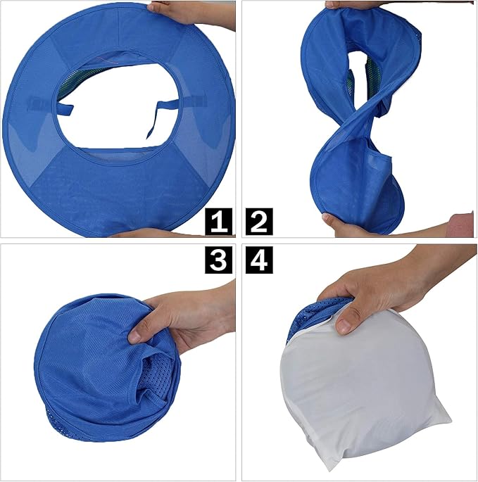 TCCFCCT Hard Hat Sun Shade, Neck Cover, Full Brim Sun Visor and Bandana Headband Face Scarf, 2 Packs, Blue