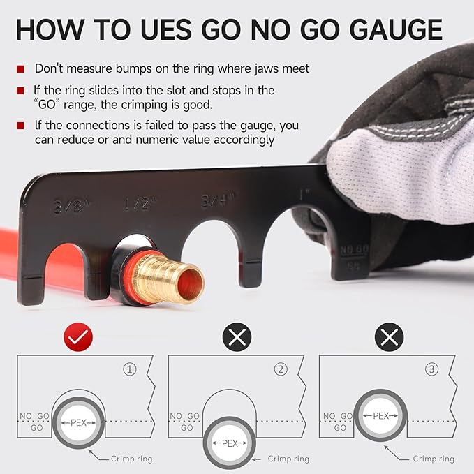 iCrimp Angle Head PEX Crimping Tool Kit for 3/8,1/2,3/4,1-inch with Copper Ring Removal Tool, Pex Pipe Cutter and Gauge, Meets ASTM F1807 Standard, Suitable for Tight Spaces