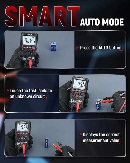 KAIWEETS KM200P Digital Multimeter, All Button Operation, TRMS Auto Ranging, 4000 Counts, NCV, Voltmeter Ohmmeter, Fast & Accurate Measure AC/DC Voltage, Resistance, Continuity, Capacitance