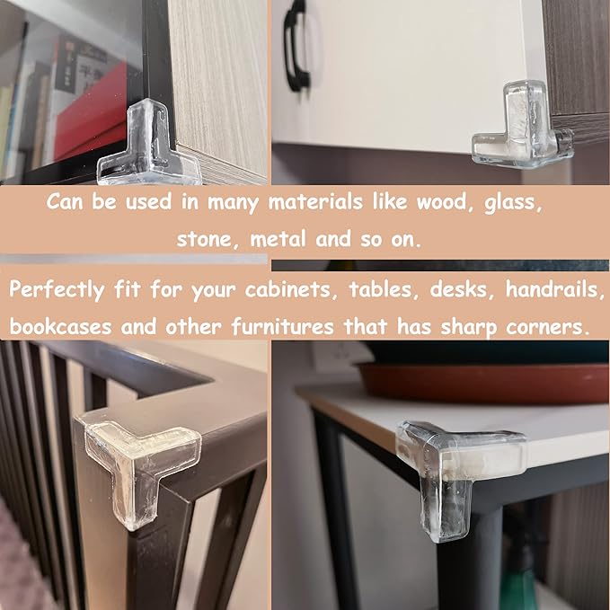 4Pcs Large(Length: 1.7inch) Silicone Corner Protector Baby Proofing,Table Corner Protectors for Baby,Strong Adhesive T Shaped Baby Head Protector Table Corner Protectors for Furniture