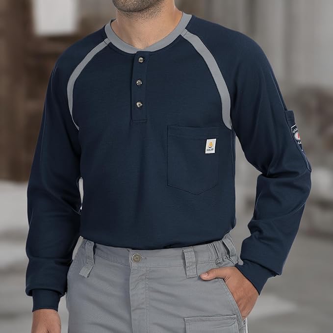 FR Shirts for Men Flame Resistant Shirts 6.5oz Light Weight Long Sleeve Fire Retardant Shirts CAT2/HRC2