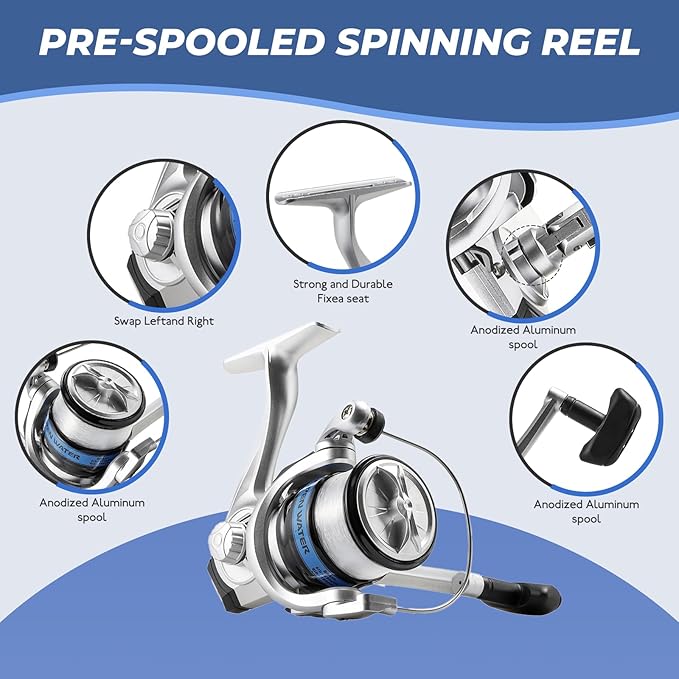 Telescopic Fishing Rod and Reel Combo, 2PCS 5.9FT Collapsible Fishing Pole Set with Pre-Loaded Spinning Reel Lures and Carrier Bag, Saltwater Freshwater Fishing Gear for Adults