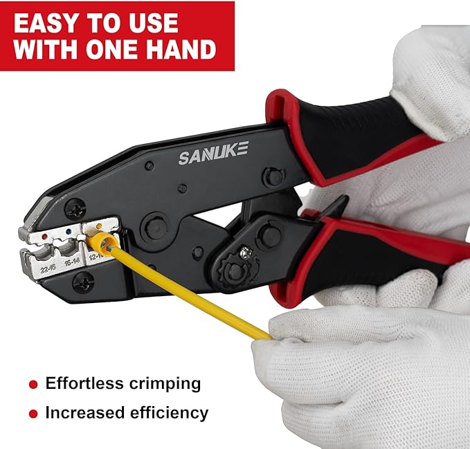 Sanuke Crimping Tool For Insulated Wire Connectors-AWG 22-10 Ratcheting Wire Crimper-Crimping Pliers-Electrical Crimping Tool for Insulated Connectors and Wire Terminal