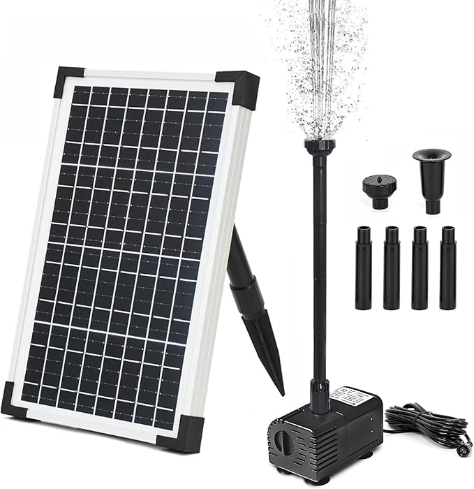 ECO-WORTHY Solar Water Fountain Pump Kit 216 GPH Flow 13W Adjustable Dry-Run Protection Solar Pond Pump Monocrystalline Solar Panel Powered Water Pump for Ponds, Garden, Waterfall, Pool, Birdbath
