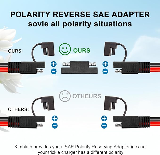 2PCS 10AWG Solar Panel to SAE Adapter Cable 3FT SAE Plug Cable PV Solar Extension Wire with SAE Polarity Reverse Adapter for Car RV Caravan Solar Panel Battery Charger