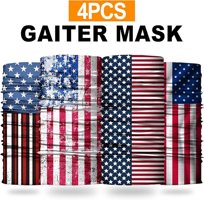 4Pack Neck Gaiter for Men Women Face Cover Mask Head Wrap Balaclava Headwear Bandana Headband Magic Scarf