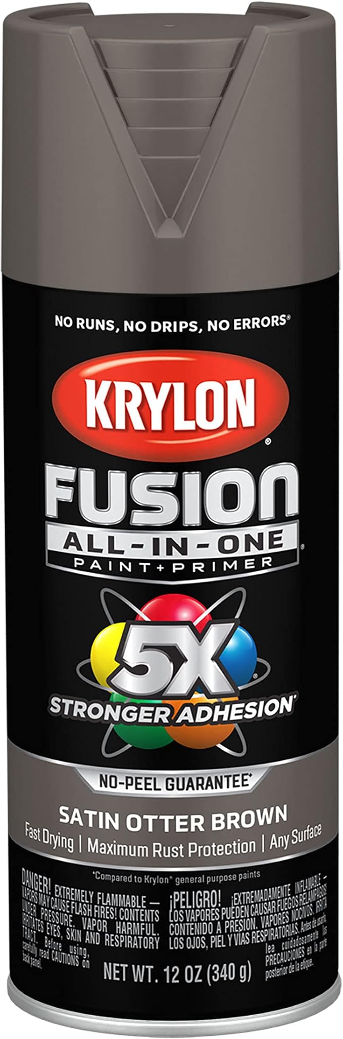 Krylon Fusion All-In-One Adhesive Spray Paint for Indoor/Outdoor Use, 12 oz, Otter Browm