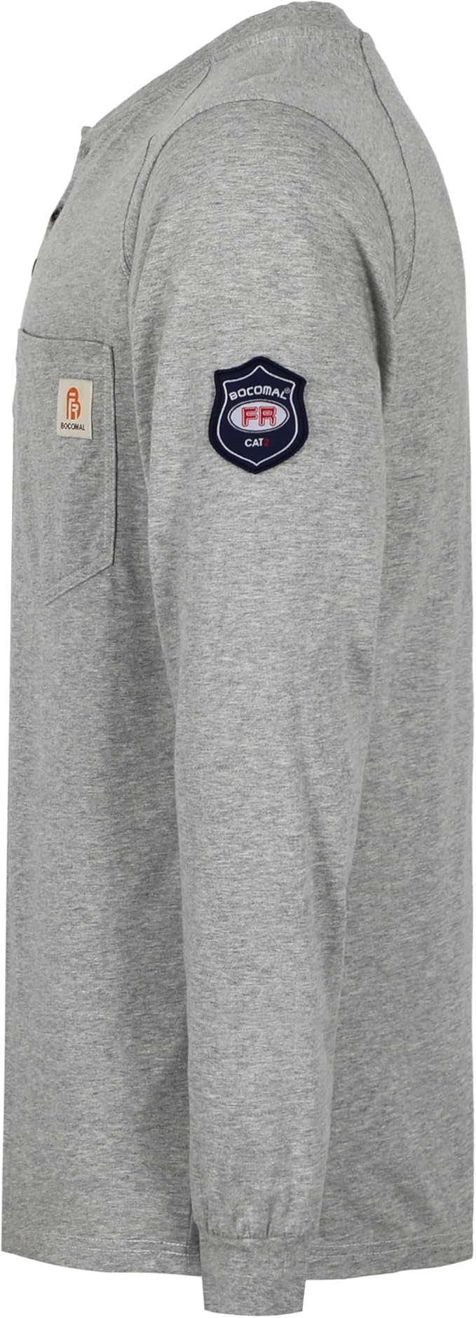 BOCOMAL Men's FR Henley Shirt Flame Resistant 5.5oz Cotton Long Sleeve Workwear UL NFPA2112 CAT2 Welding Tee