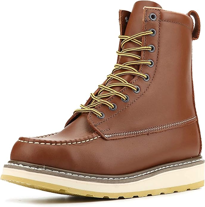 Work Boots for Men, 6" & 8" SureTrack Soft Toe Slip Resistant Moc Toe Mens Work Boots 84994/86994